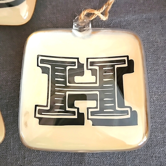 Pottery Barn glass initial ornaments Glass bubble style L, C, H - Picture 1 of 7